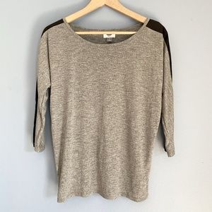 Long Sleeve Faux Leather Stripe. Sz S